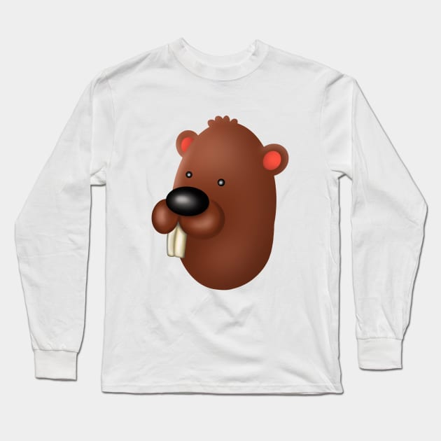 Goofy Beaver Long Sleeve T-Shirt by Doggomuffin 